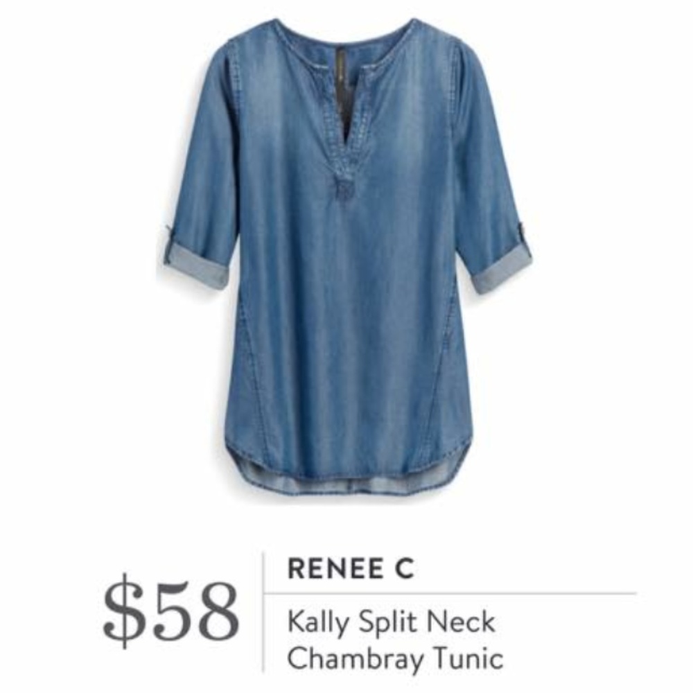 STITCH FIX / Blue Chambray Tunic Top Pockets